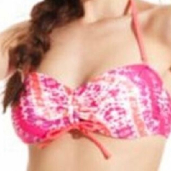CALIFORNIA WAVES Size S Pink Tie Dye 2‎ Piece Bandeau Bikini - Picture 2 of 6